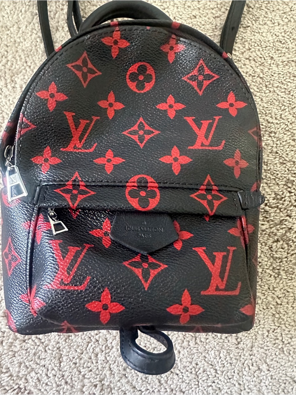 Louis Vuitton Infrarouge Palm Springs Black with Red Monogram Mini Backpack